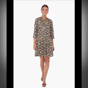 NWT Tuckernuck Tan/Black Floral Print Shirt Dress Women's Size XL Loose Fit